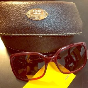 Fendi Dark Red Rectangle Sunglasses w/Case
